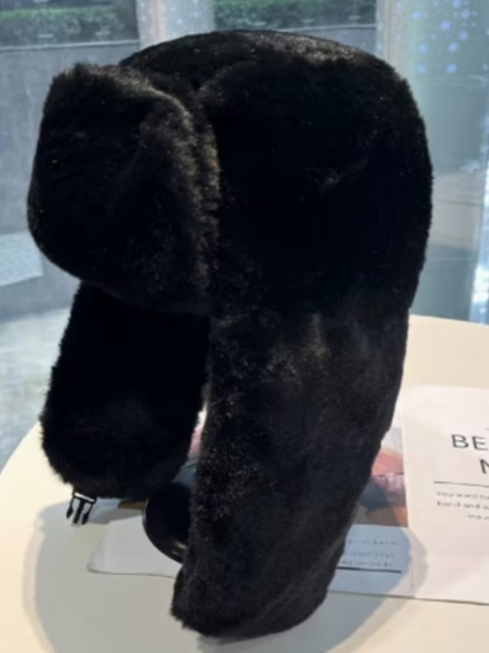 NEW Ultra Soft, Attractive, Warm & Cozy Faux Fur Winter Trappers Hat in Black